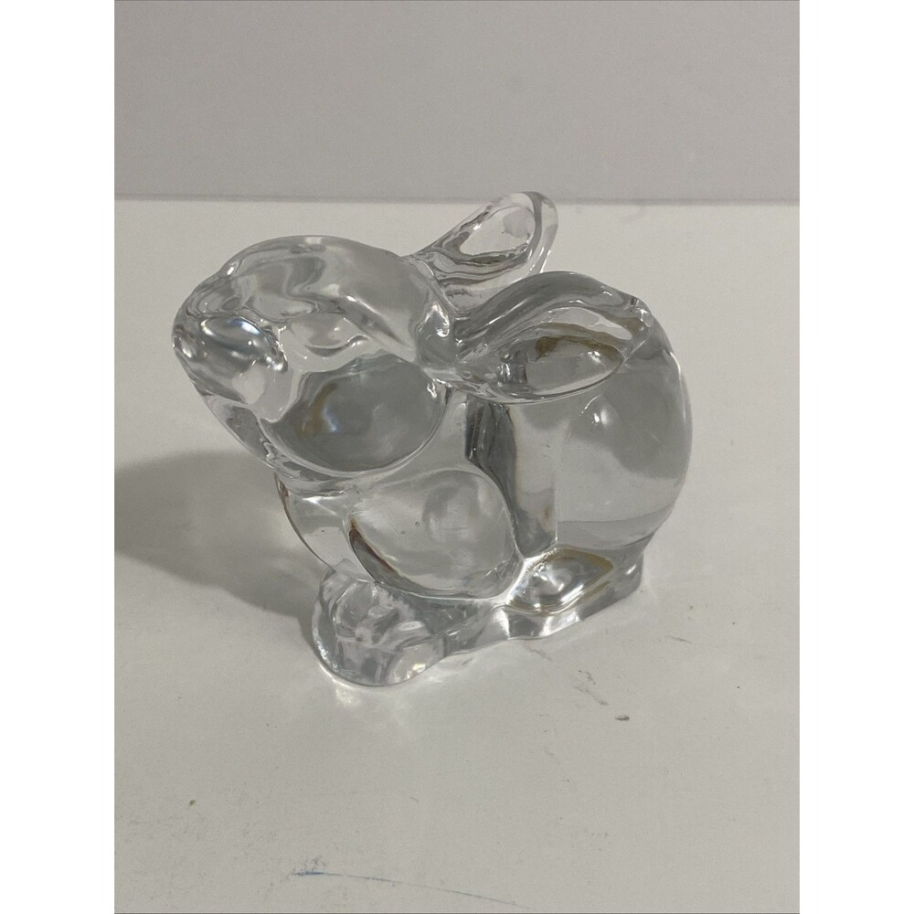 Lead Crystal Rabbit Figurine PbO 24 % Taiwan Easter Gift Vintage Decor